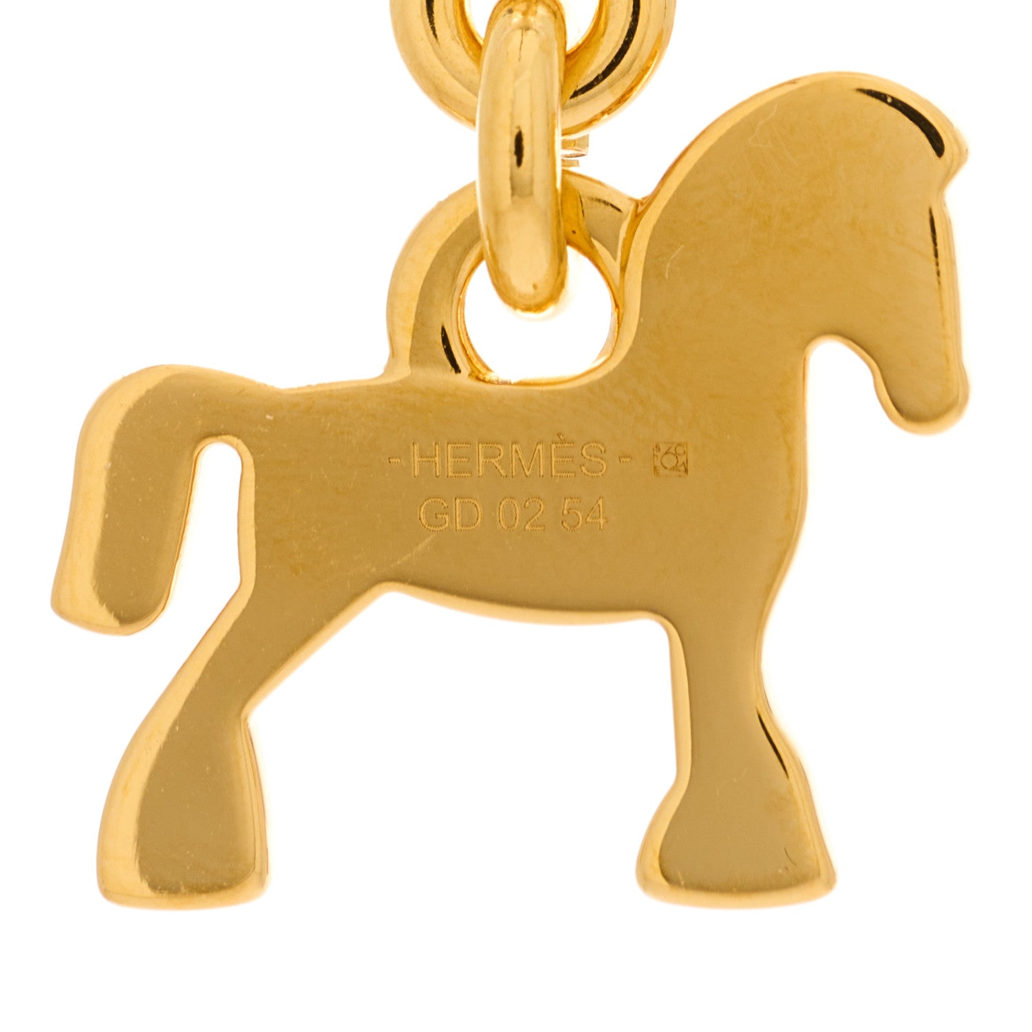 Hermes Metal Lacquered Cheval Earrings Gold Orfevre 4 of 5