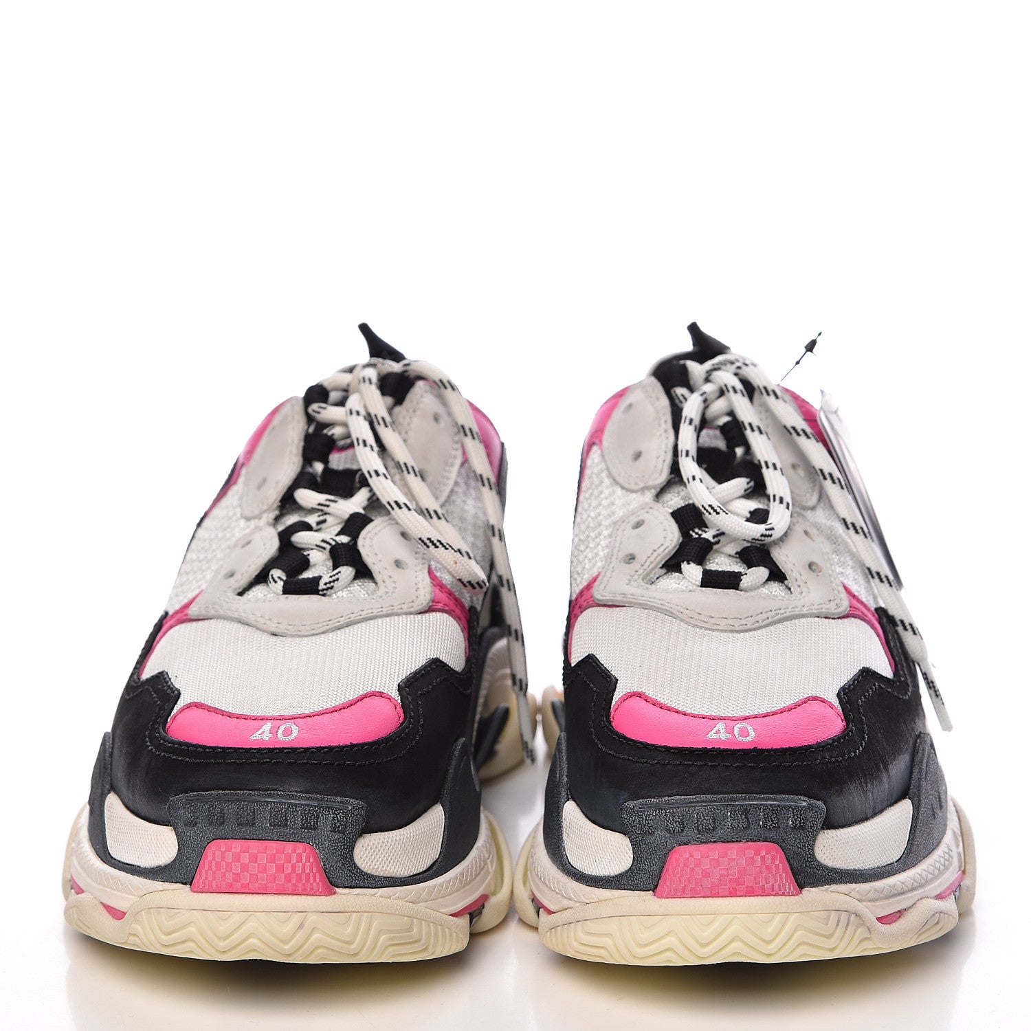 Balenciaga Fabric Mesh Womens Triple S Sneakers 40 Rose Fluo Black White 2 of 10