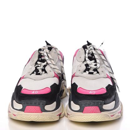 Balenciaga Fabric Mesh Womens Triple S Sneakers 40 Rose Fluo Black White 2 of 10