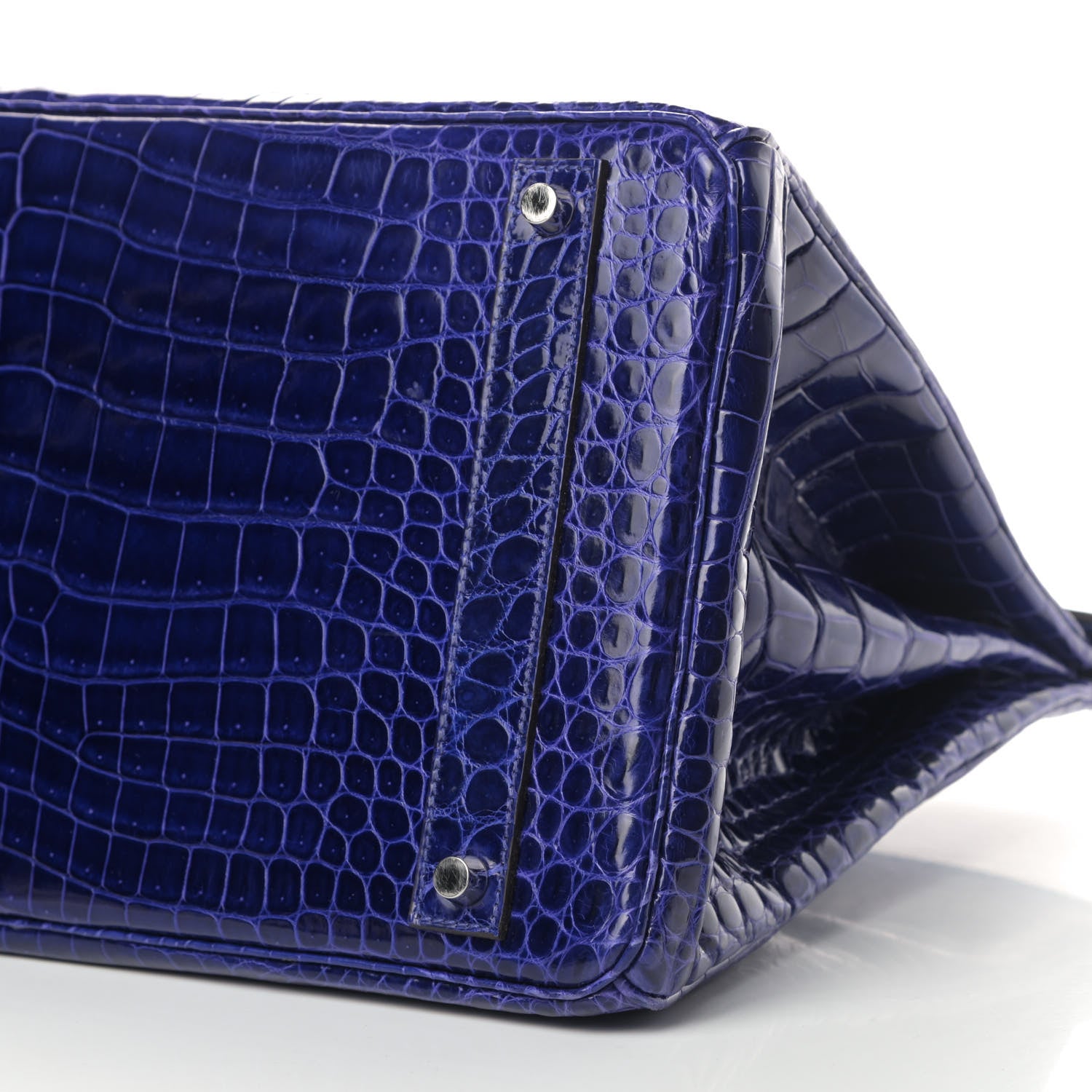 Hermes Shiny Porosus Crocodile Birkin 40 Bleu Electrique 6 of 9