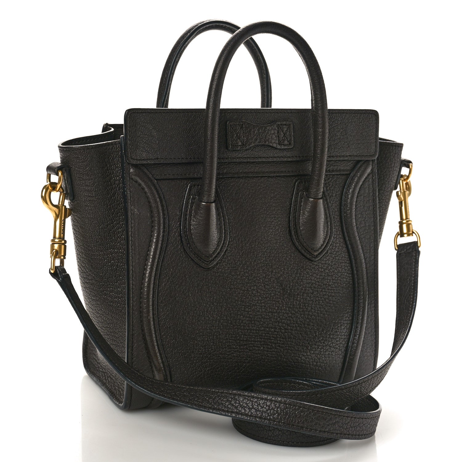 Celine Drummed Calfskin Nano Luggage Brown 3 of 13