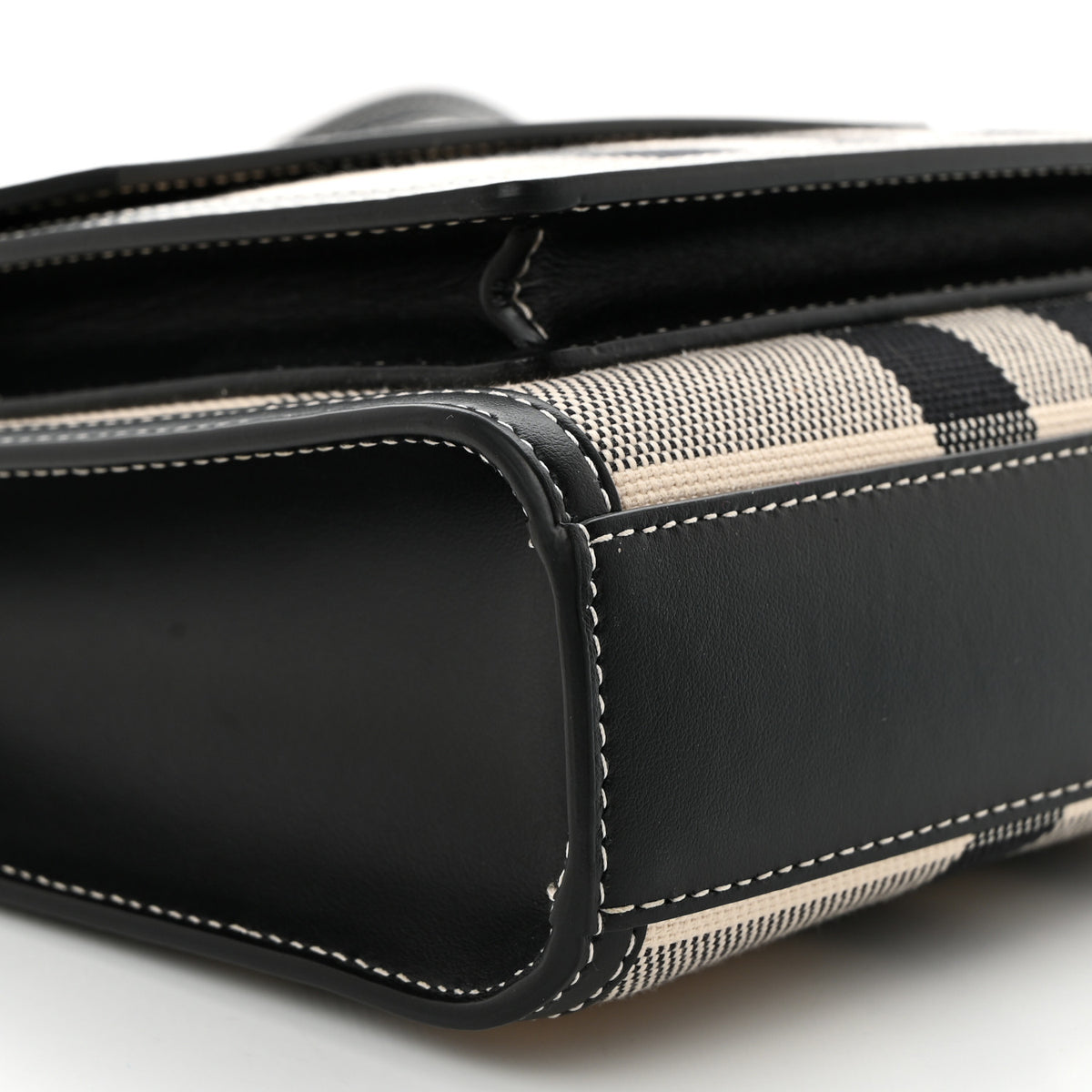 Smooth Calfskin Archive Canvas Check Mini Pocket Bag Butter Beige Black