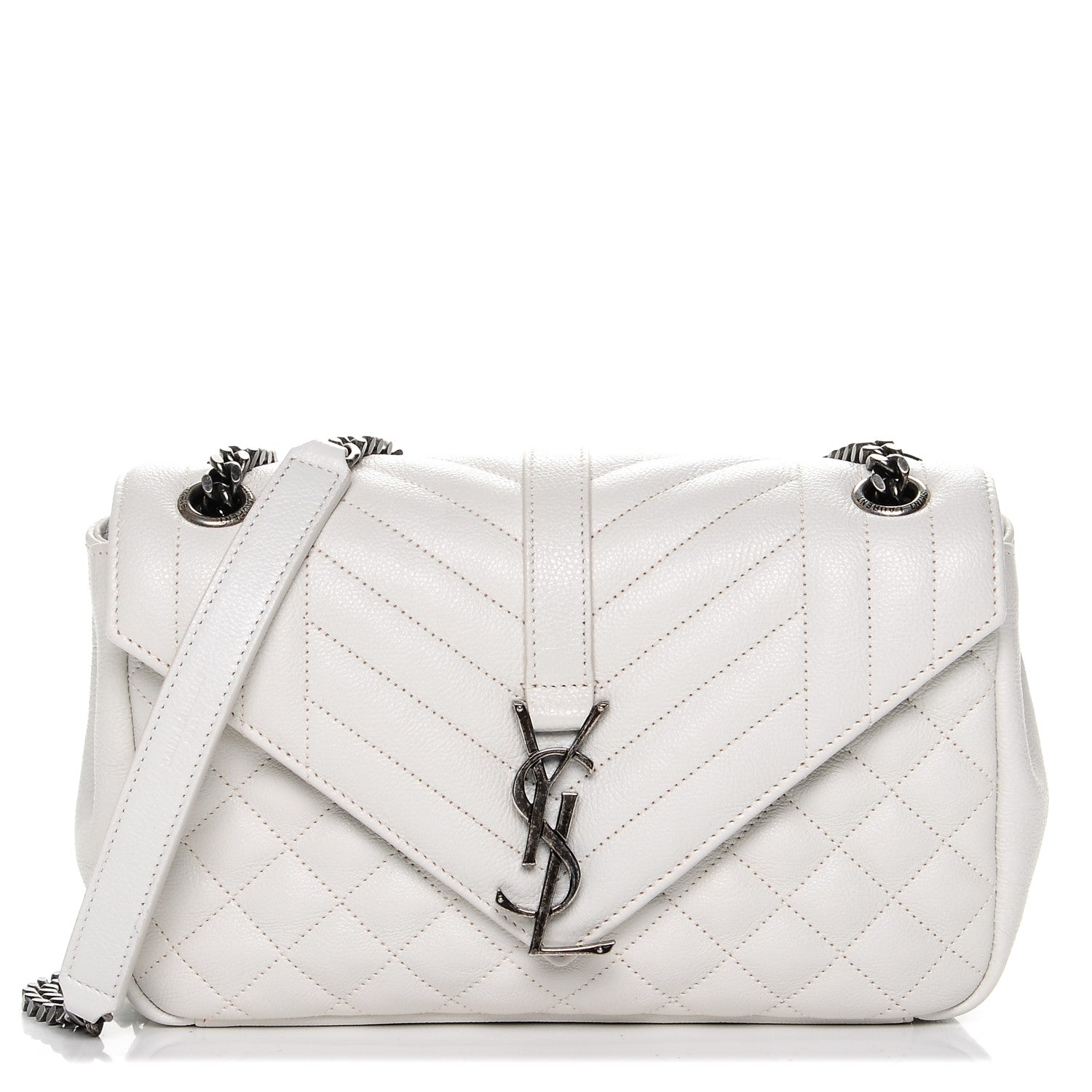 Saint Laurent Sheepskin Tri-Quilt Monogram Medium College Bag Dove White 1 of 6