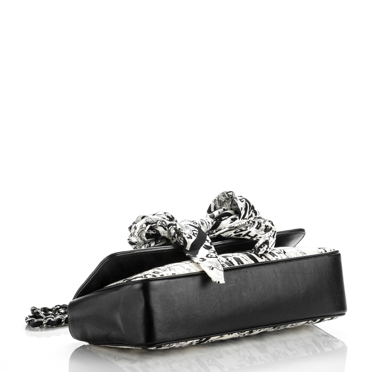 Chanel Silk Lambskin Coco Mademoiselle Scarf Flap Bag White Black 4 of 7