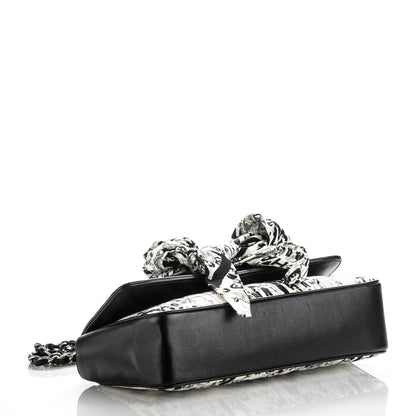 Chanel Silk Lambskin Coco Mademoiselle Scarf Flap Bag White Black 4 of 7