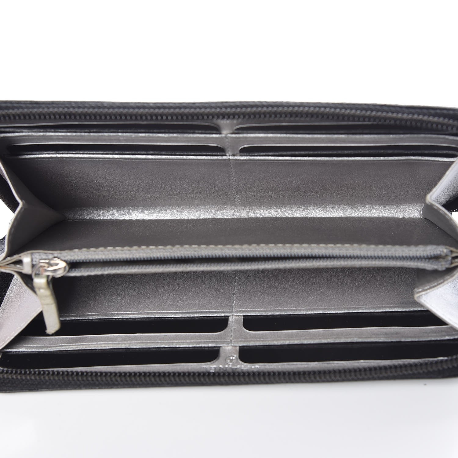 Chanel Lambskin Camellia Embossed Large Zip Around Gusset Wallet Black 5 of 10