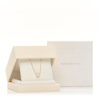 Mikimoto 18K Yellow Gold Akoya Cultured Pearl 7mm Single Pendant Necklace 5 of 5