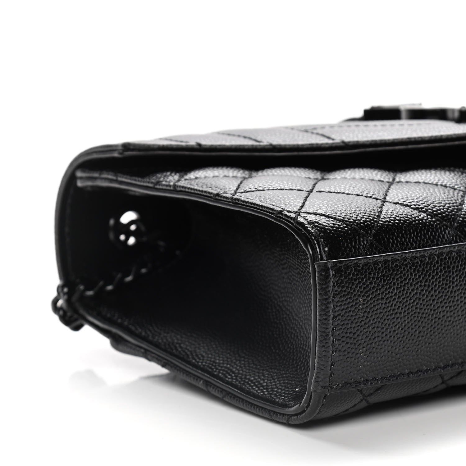 Saint Laurent Grain De Poudre Textured Mixed Matelasse Triquilt Small Monogram Satchel Black 8 of 11