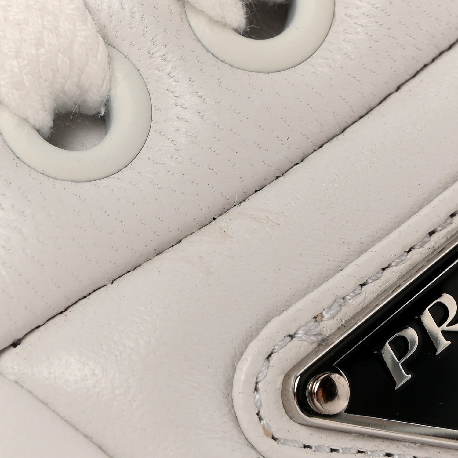 Prada Nappa Soft Metal Triangle Logo Padded Monolith 55mm Sneakers 39.5 White 19 of 20