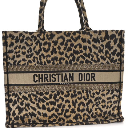 Christian Dior Canvas Mizza Embroidered Large Leopard Book Tote Beige 8 of 13