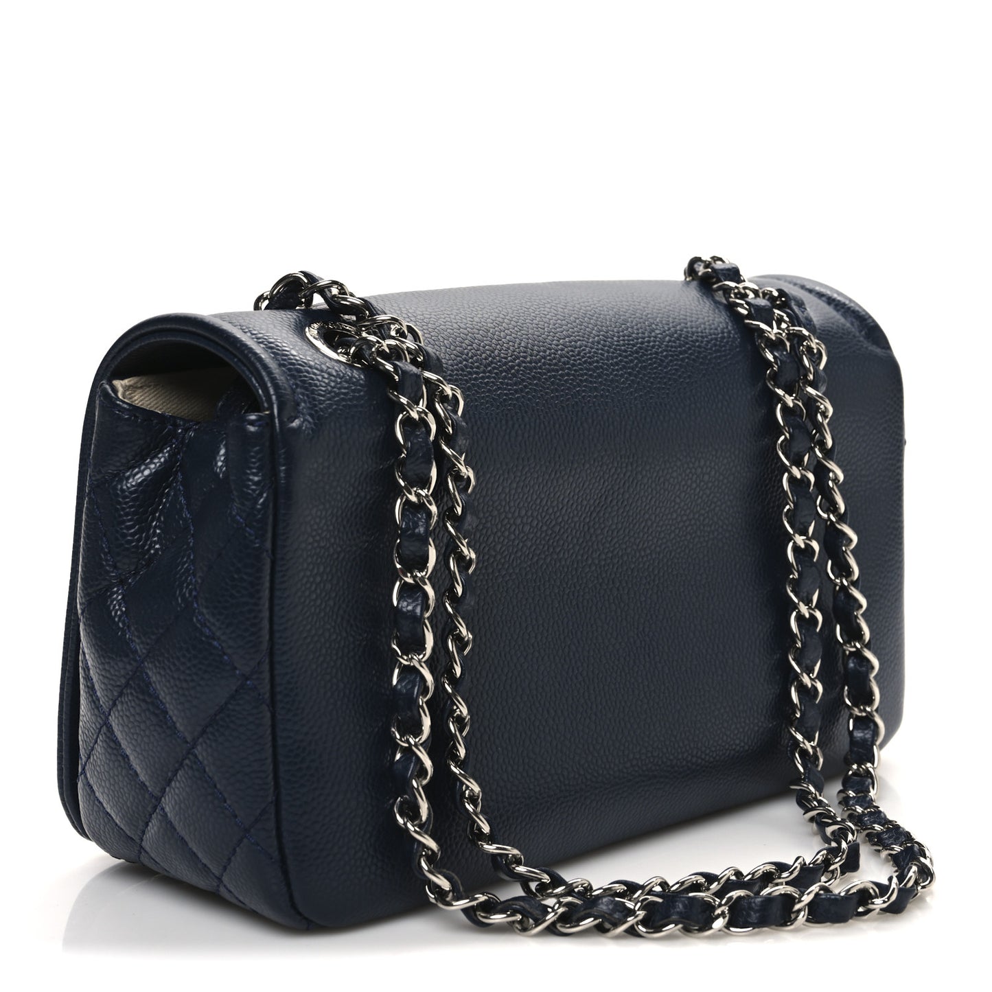 Caviar Medium Timeless CC Flap Navy Blue