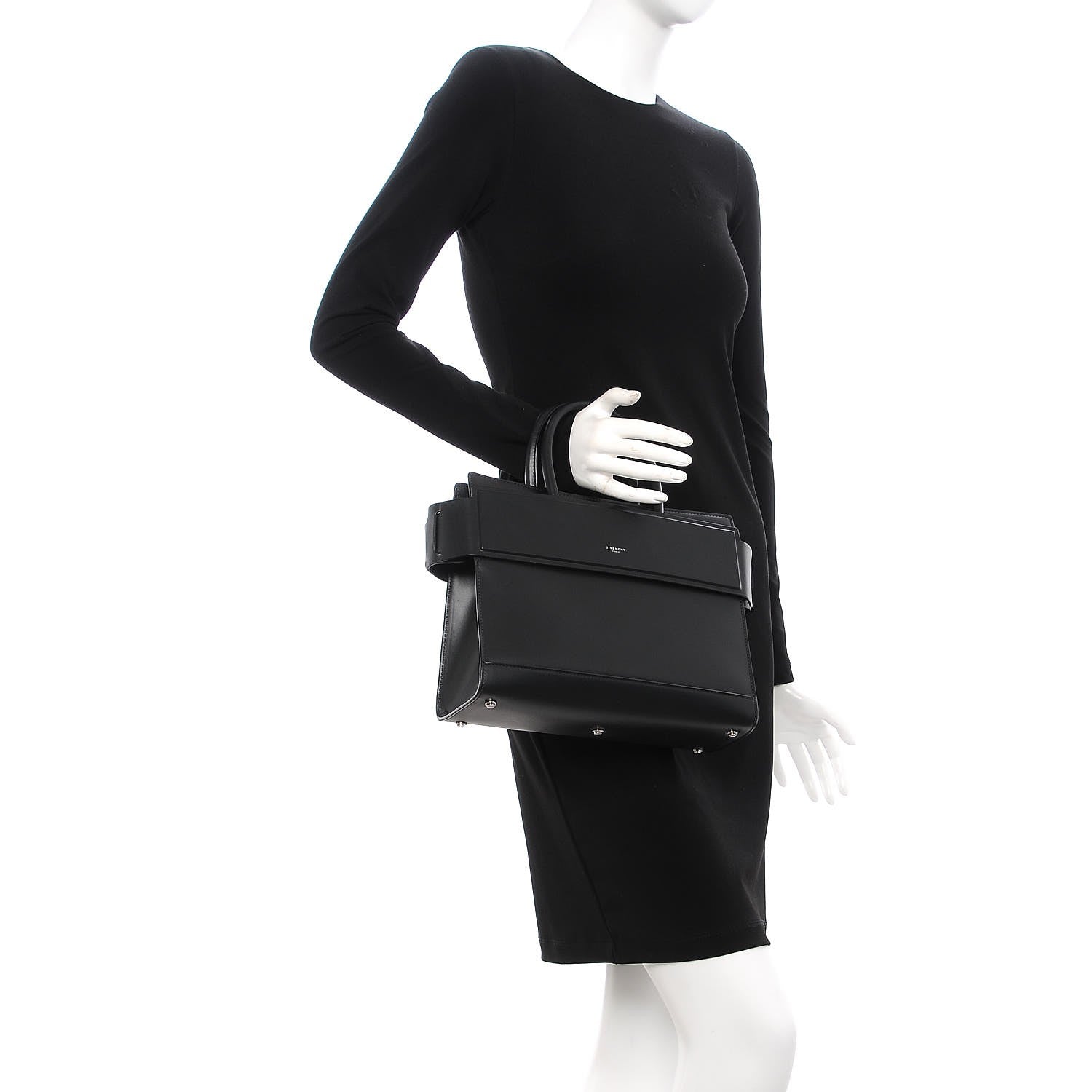 Givenchy Smooth Calfskin Small Horizon Satchel Black 2 of 11