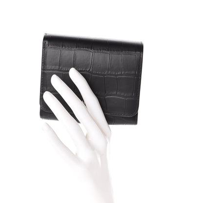Mulberry Matte Crocodile Embossed Calfskin Small French Continental Wallet Black 2 of 7