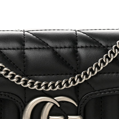 Gucci Calfskin Matelasse Aria Super Mini GG Marmont Shoulder Bag Black 8 of 13