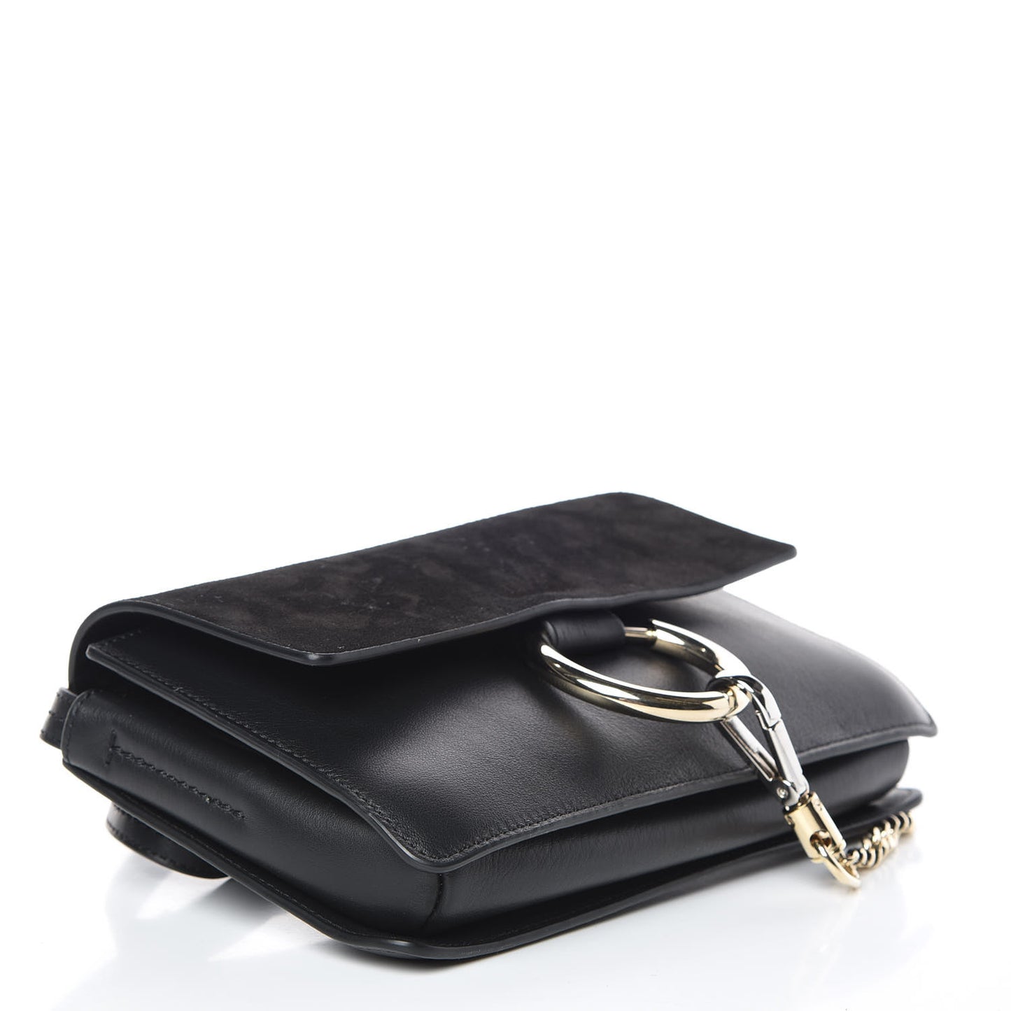 Suede Calfskin Small Faye Shoulder Bag Black