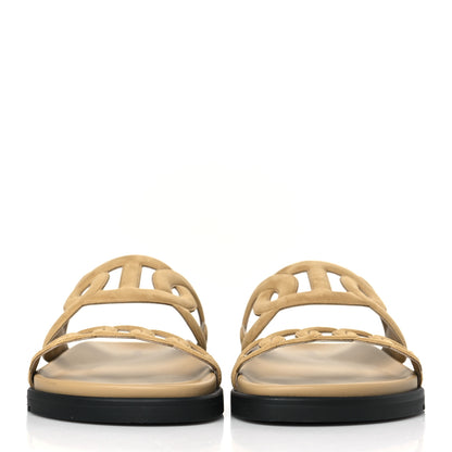 Hermes Suede Goatskin Extra Sandals 37.5 Beige Albatre 2 of 9