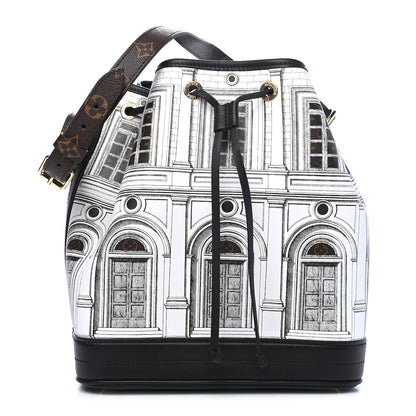 Louis Vuitton X FORNASETTI Calfskin Architettura Noe MM Black White 1 of 8