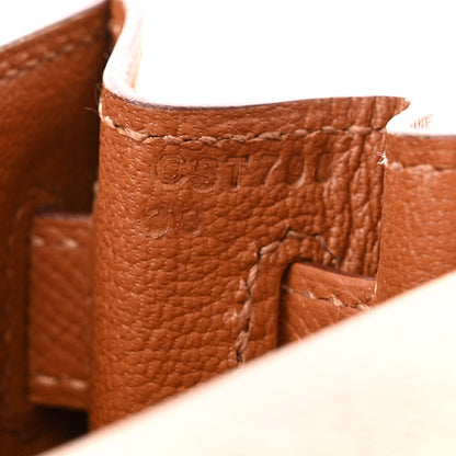 Hermes Epsom Chevre Mysore Sombrero Kellygraphie Lettre H Kelly Sellier 28 Capucine Gold Bordeaux 7 of 11
