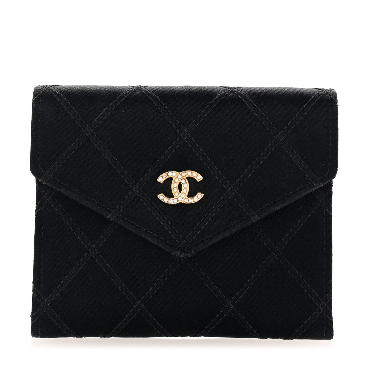 Satin Stitched Flap Card Case Black