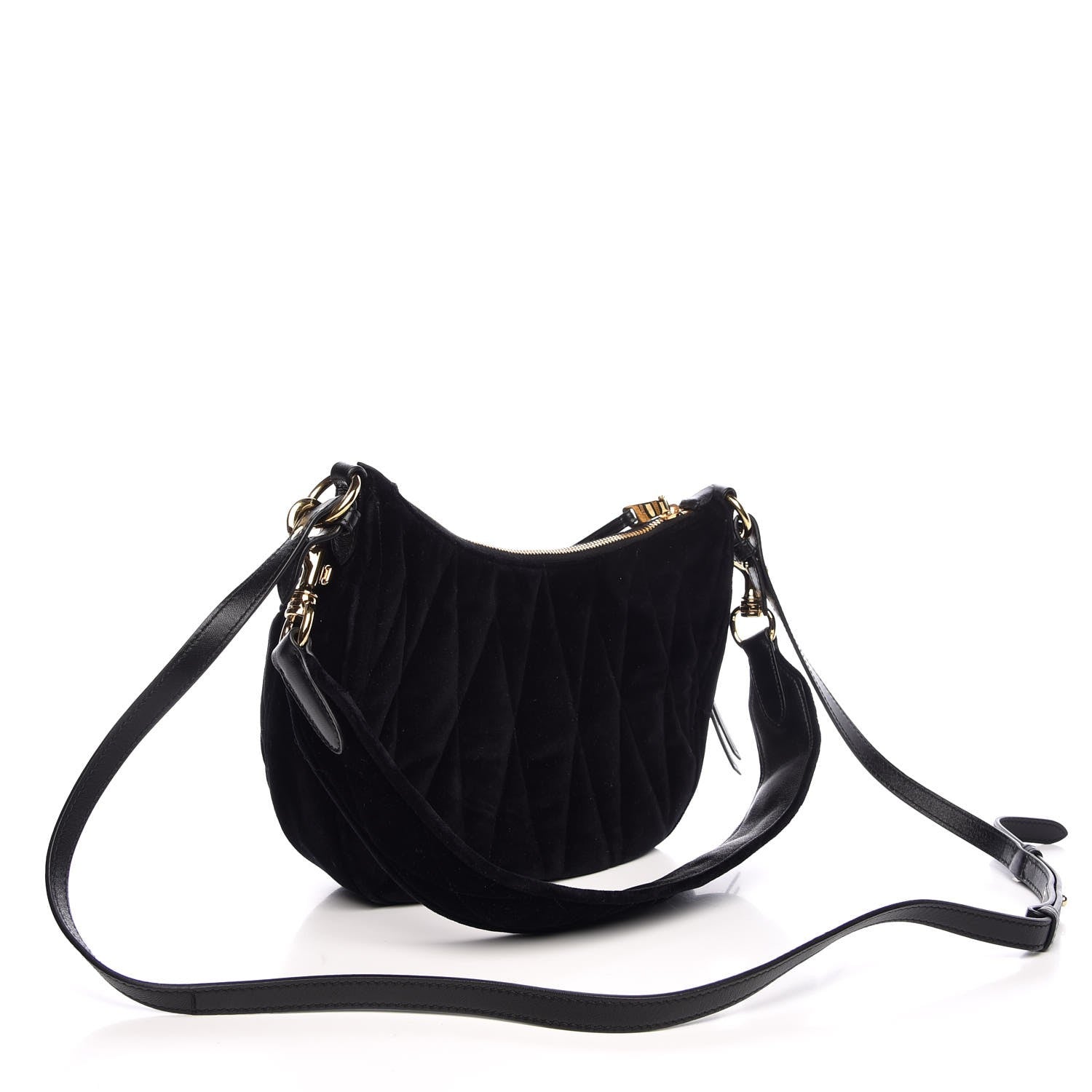 Miu Miu Velluto Matelasse Rider Shoulder Bag Black 5 of 9