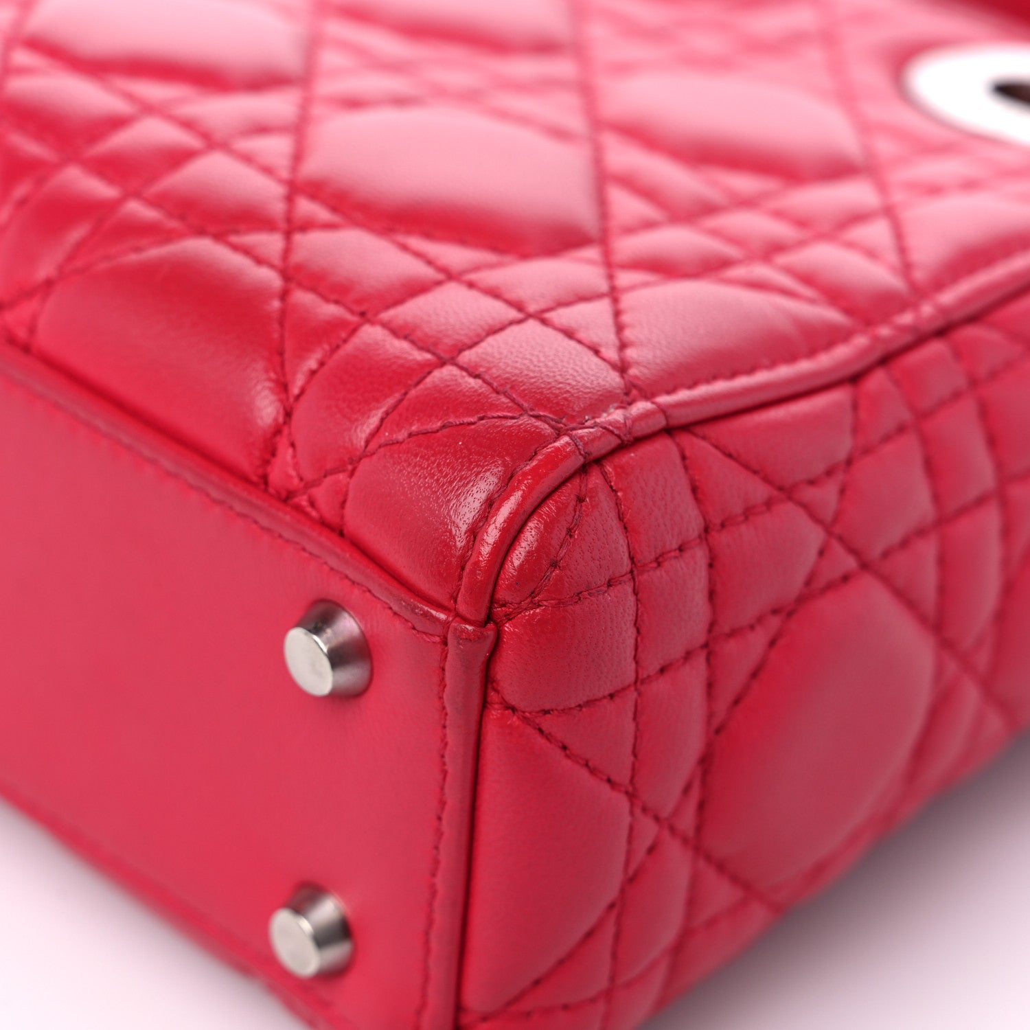 Christian Dior Lambskin Cannage Mini Lady Dior Fuchsia 11 of 17