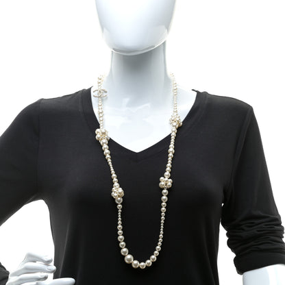 Chanel Pearl Cluster CC Long Necklace Silver 2 of 7