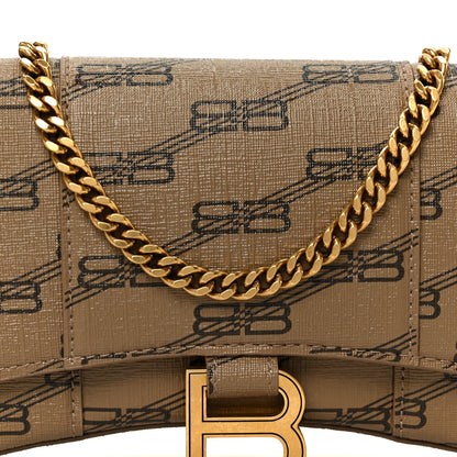 Balenciaga Coated Canvas BB Monogram Hourglass Chain Bag Beige Brown 9 of 11