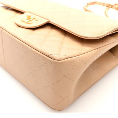 Chanel Caviar Quilted Jumbo Double Flap Light Beige 10 of 10