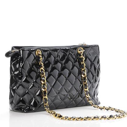 Chanel Patent Quilted Shoulder Bag Black 3 of 13
