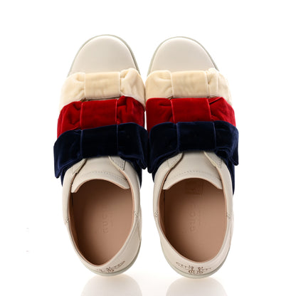 Gucci Calfskin Womens Velvet Bow Ace Sneakers 35.5 White 3 of 11