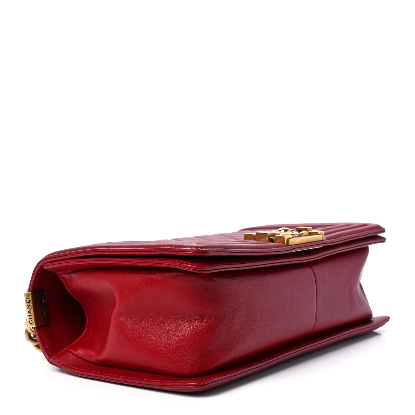 Lambskin Quilted Medium Boy Flap Dark Red