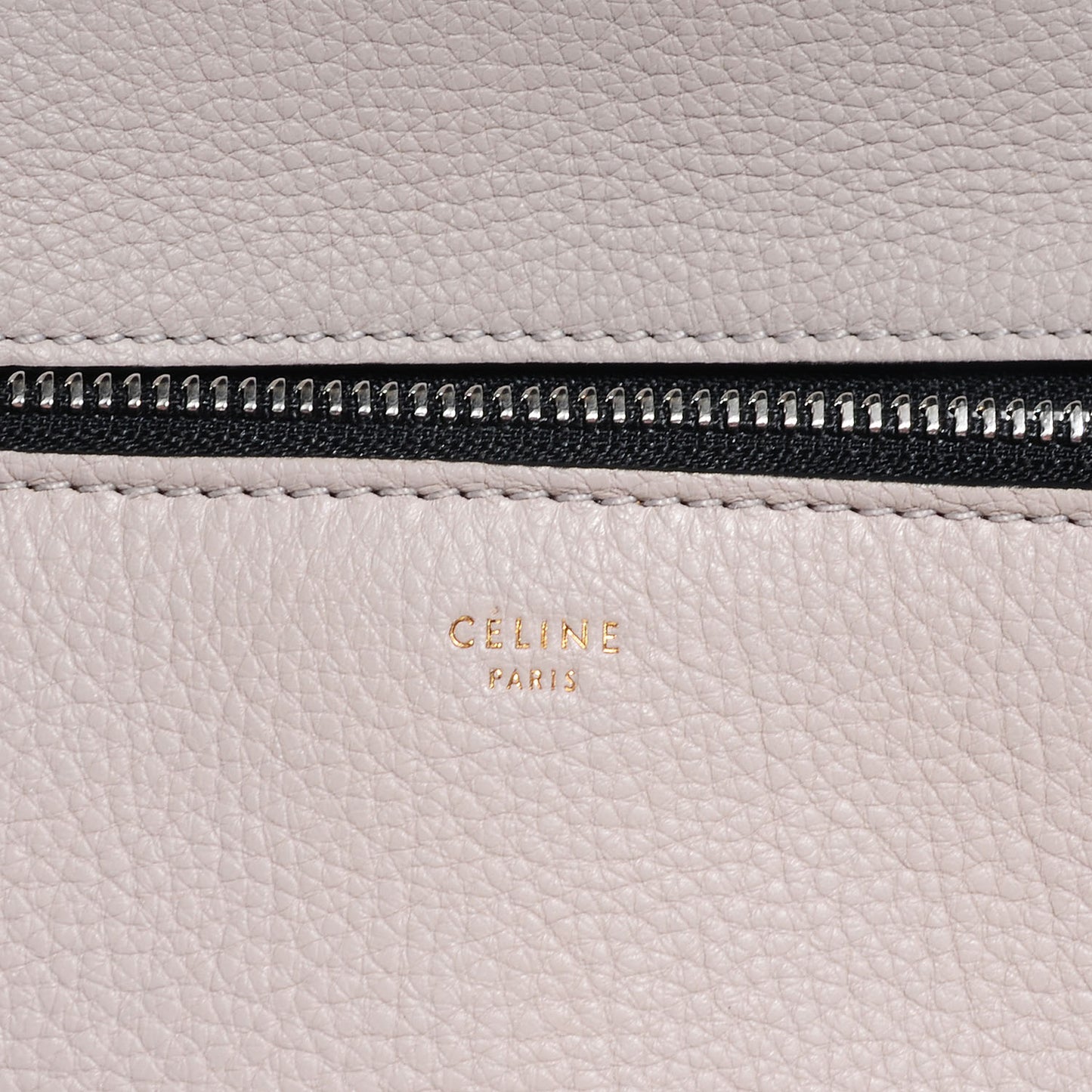 Pebbled Leather Medium Edge Shoulder Bag Pearl Grey
