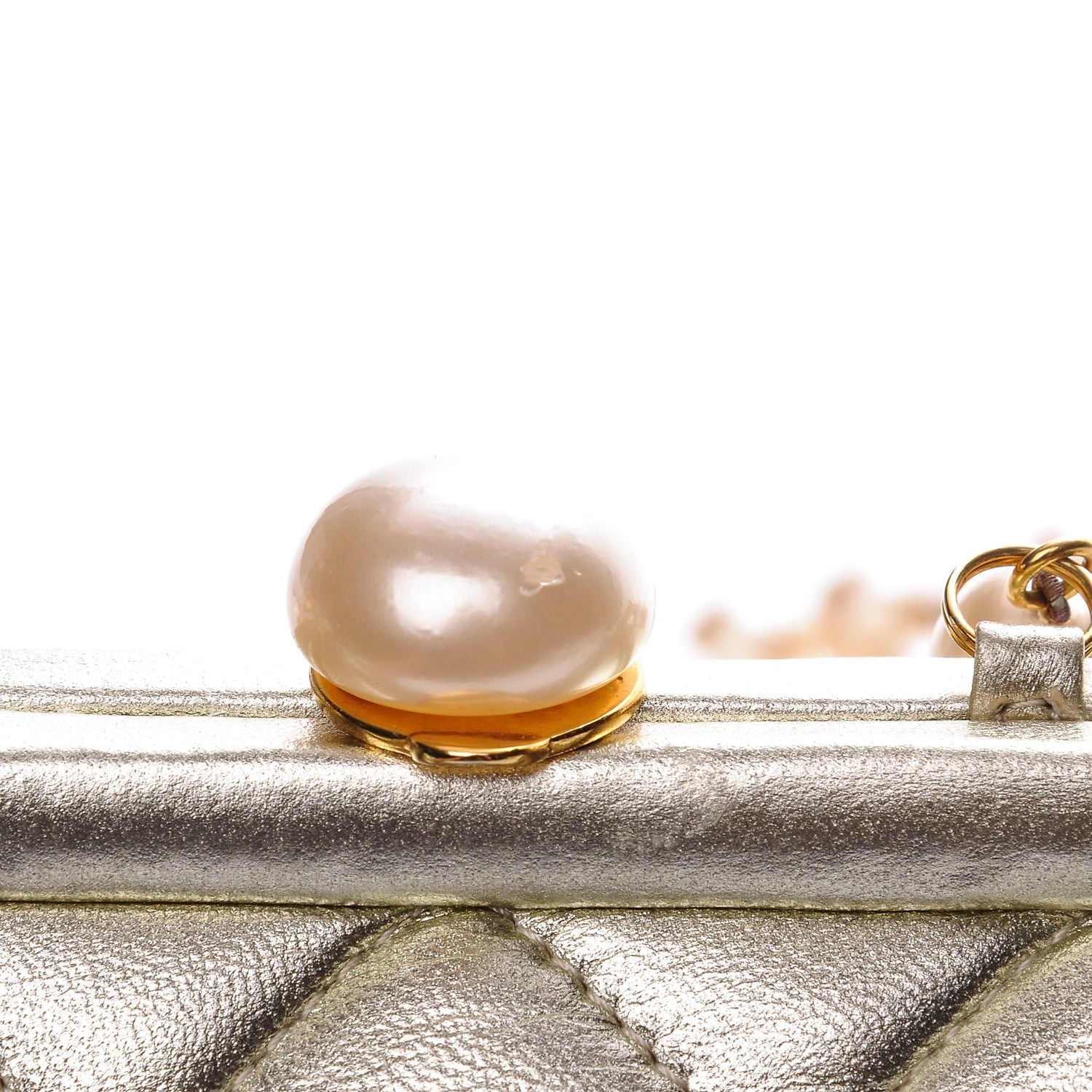 Chanel Metallic Lambskin Pearl Framed Mini Evening Bag Gold 5 of 8