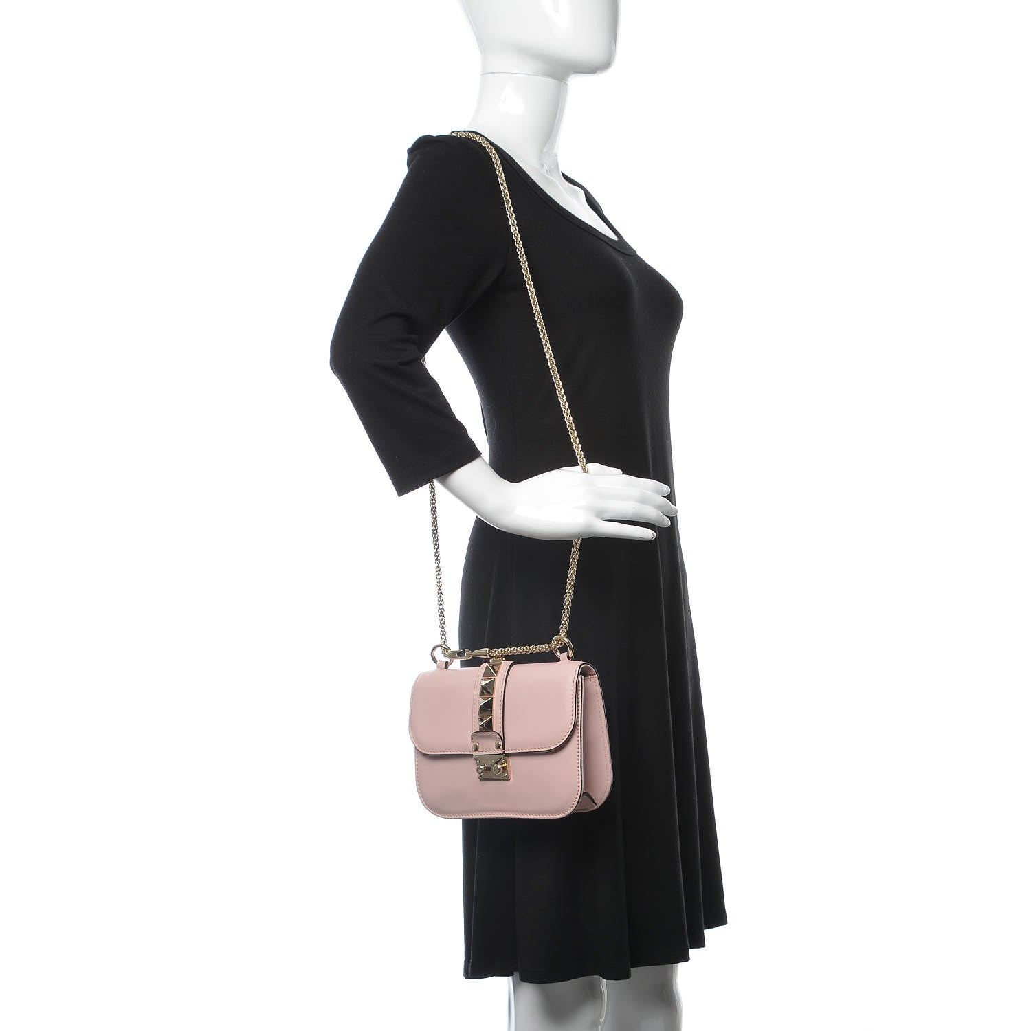 Valentino Garavani Vitello Small Glam Lock Rockstud Flap Water Rose 2 of 9