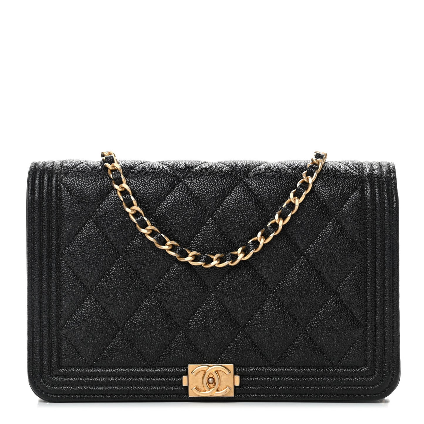 Caviar Quilted Boy Wallet On Chain WOC Black