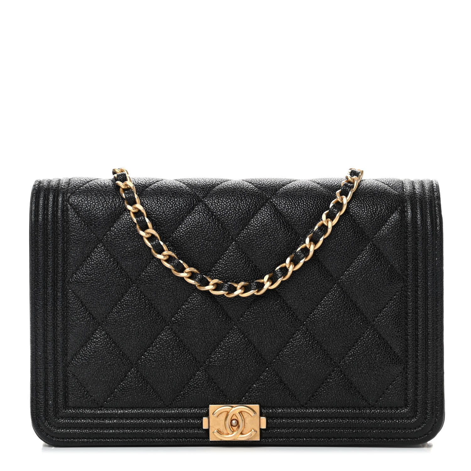 Chanel Caviar Quilted Boy Wallet On Chain WOC Black 1 of 5