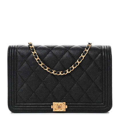 Chanel Caviar Quilted Boy Wallet On Chain WOC Black 1 of 5