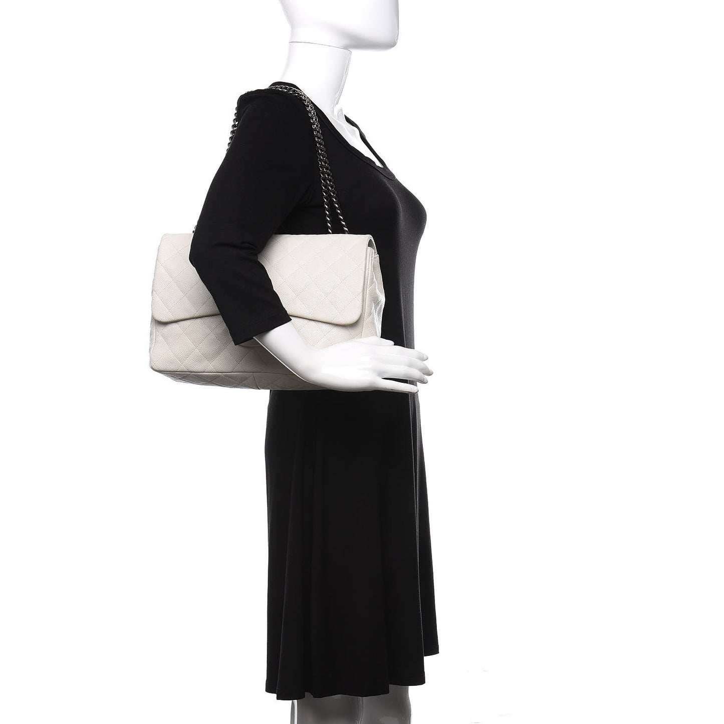 Washed Caviar Quilted 2.55 Reissue 226 Bijoux Chain Flap White