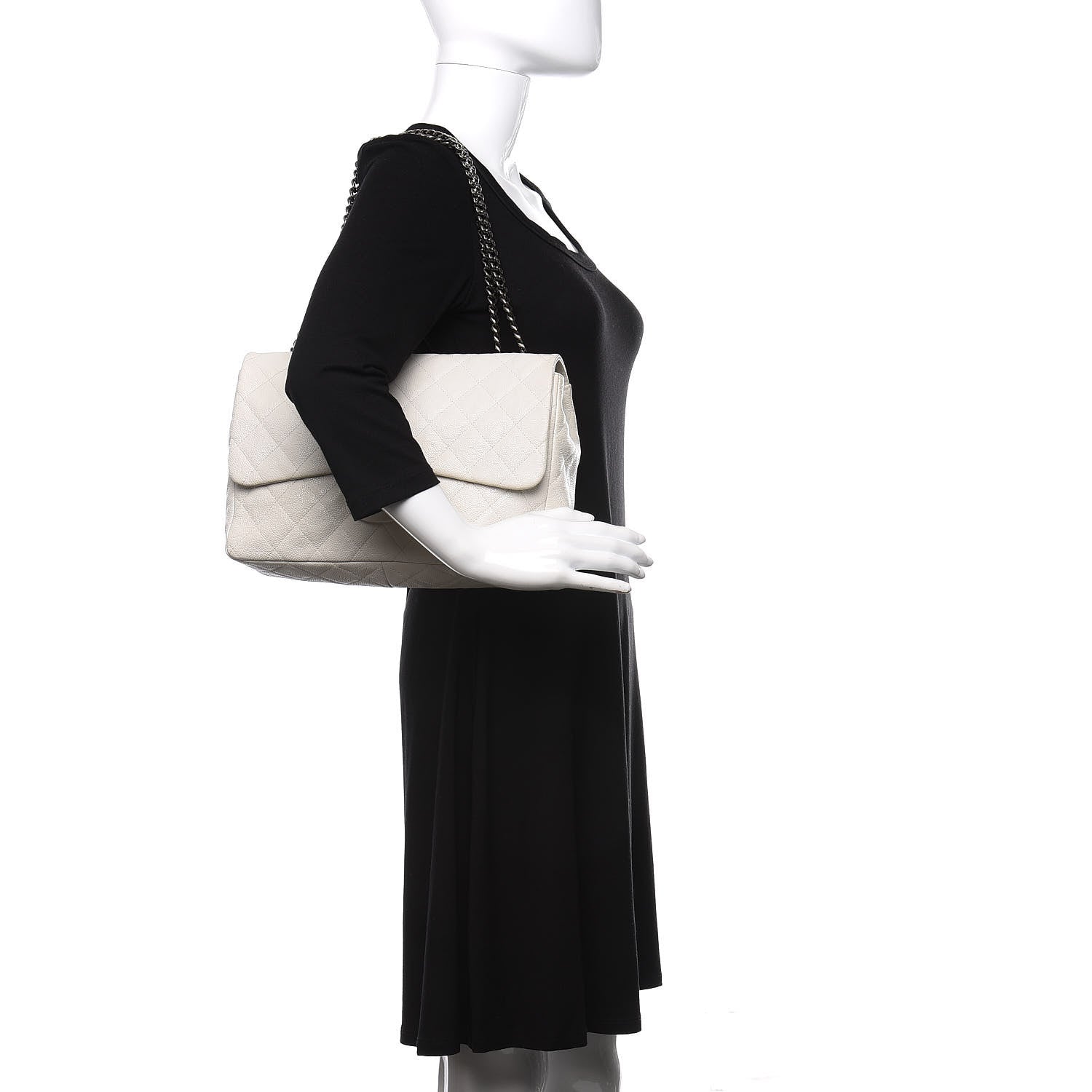 Chanel Washed Caviar Quilted 2.55 Reissue 226 Bijoux Chain Flap White 2 of 11