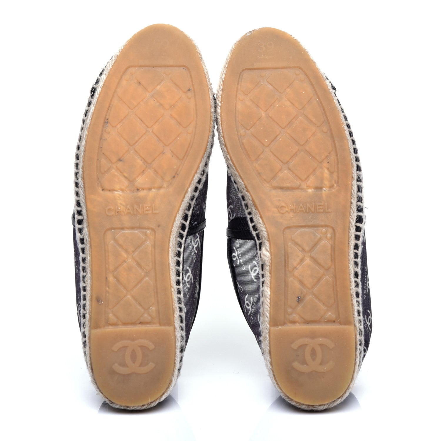 Chanel Mesh Grosgrain CC Espadrilles 39 Black White 5 of 8