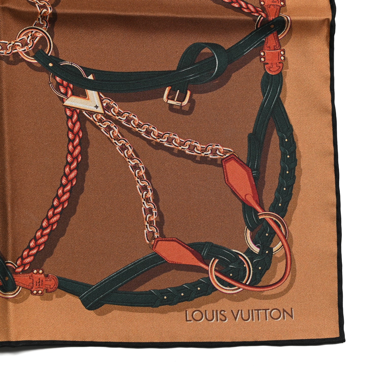 Silk Square Handle Me Scarf Brown