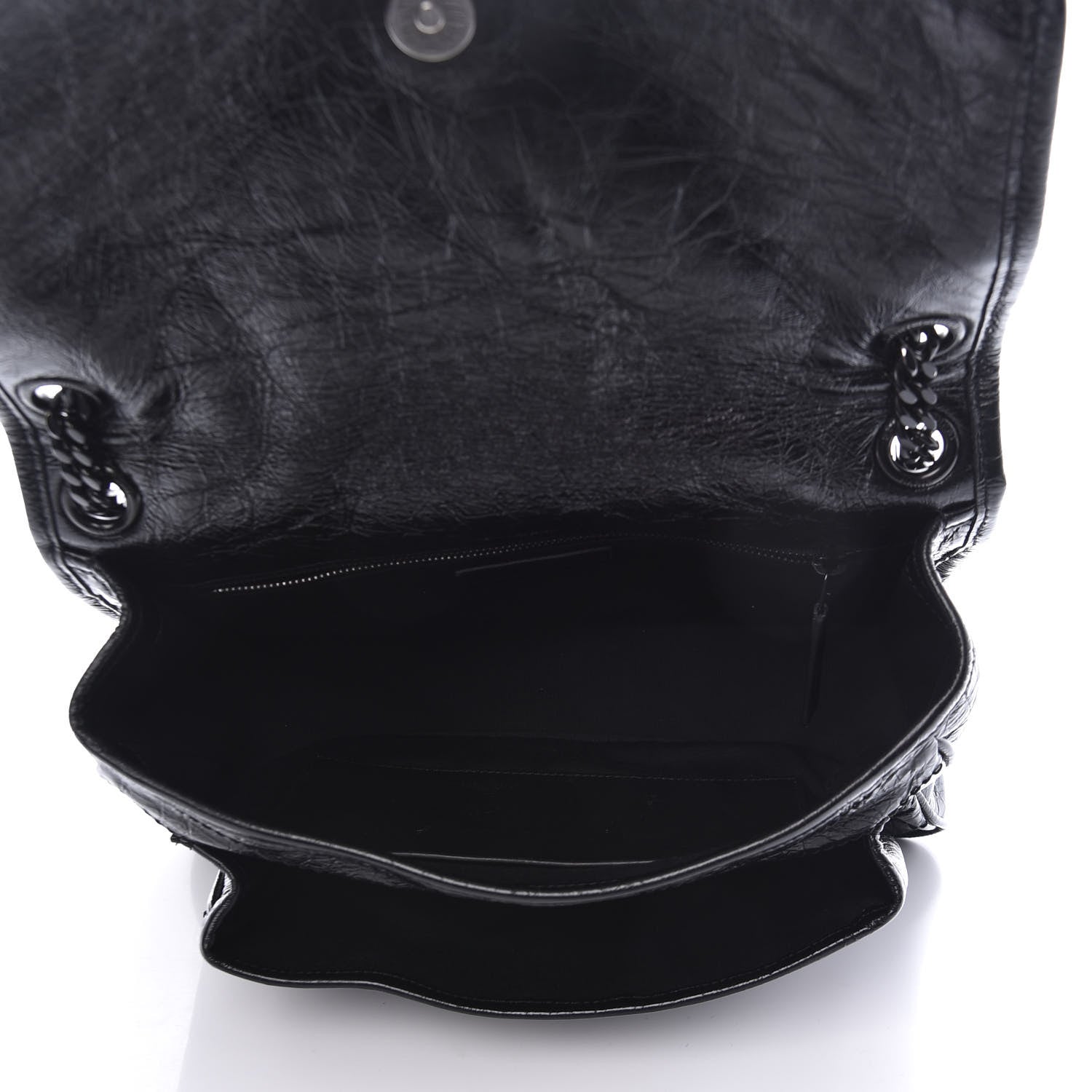 Saint Laurent Crinkled Calfskin Matelasse Monogram Medium Niki Chain Satchel Black 5 of 10