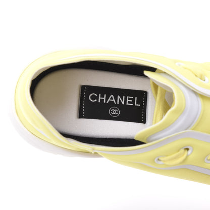 Chanel Calfskin Mesh Lycra Logo Sneakers 41 Yellow 6 of 9