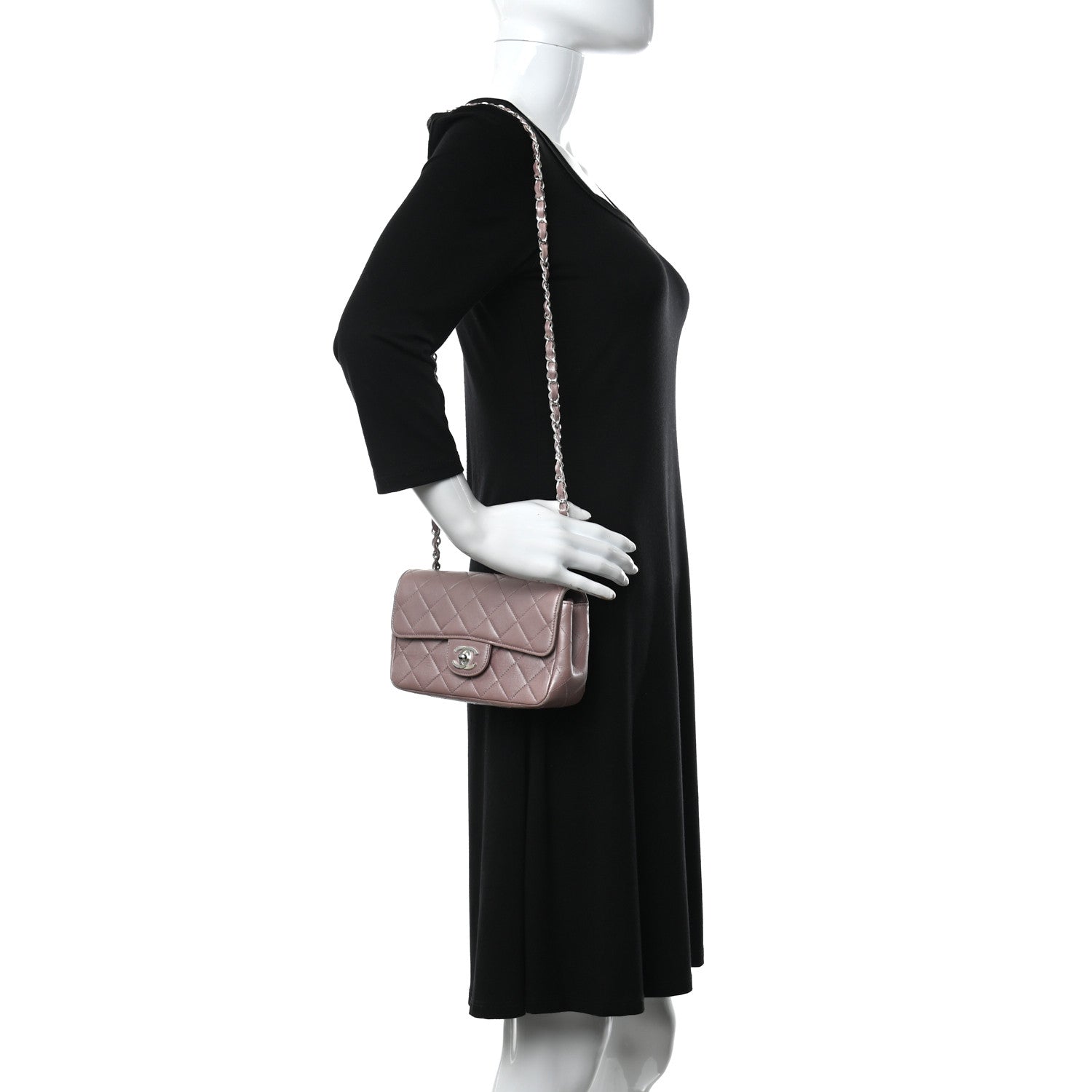 Chanel Metallic Lambskin Quilted Extra Mini Rectangular Flap Pink 2 of 19