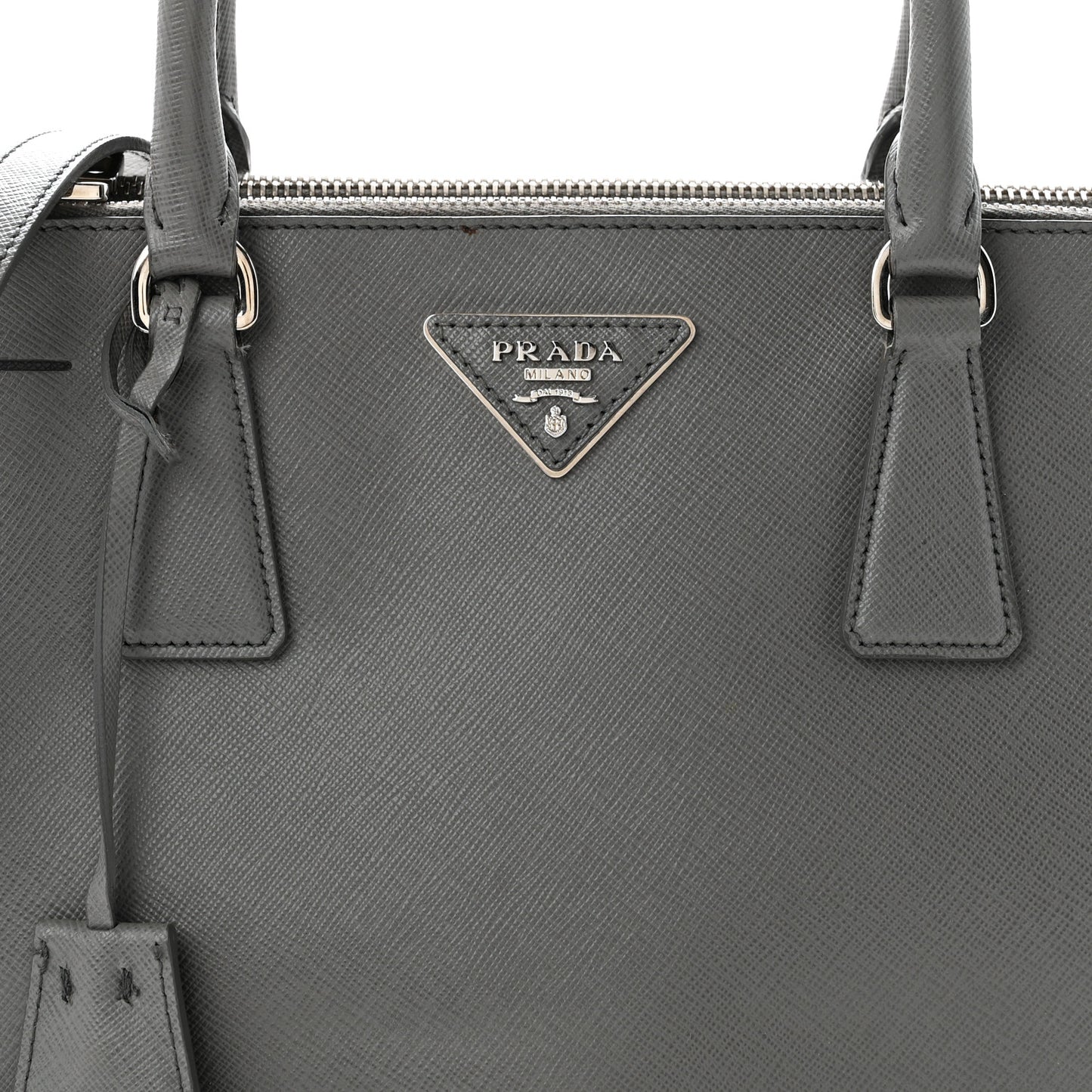 Saffiano Lux Medium Galleria Double Zip Tote Grey