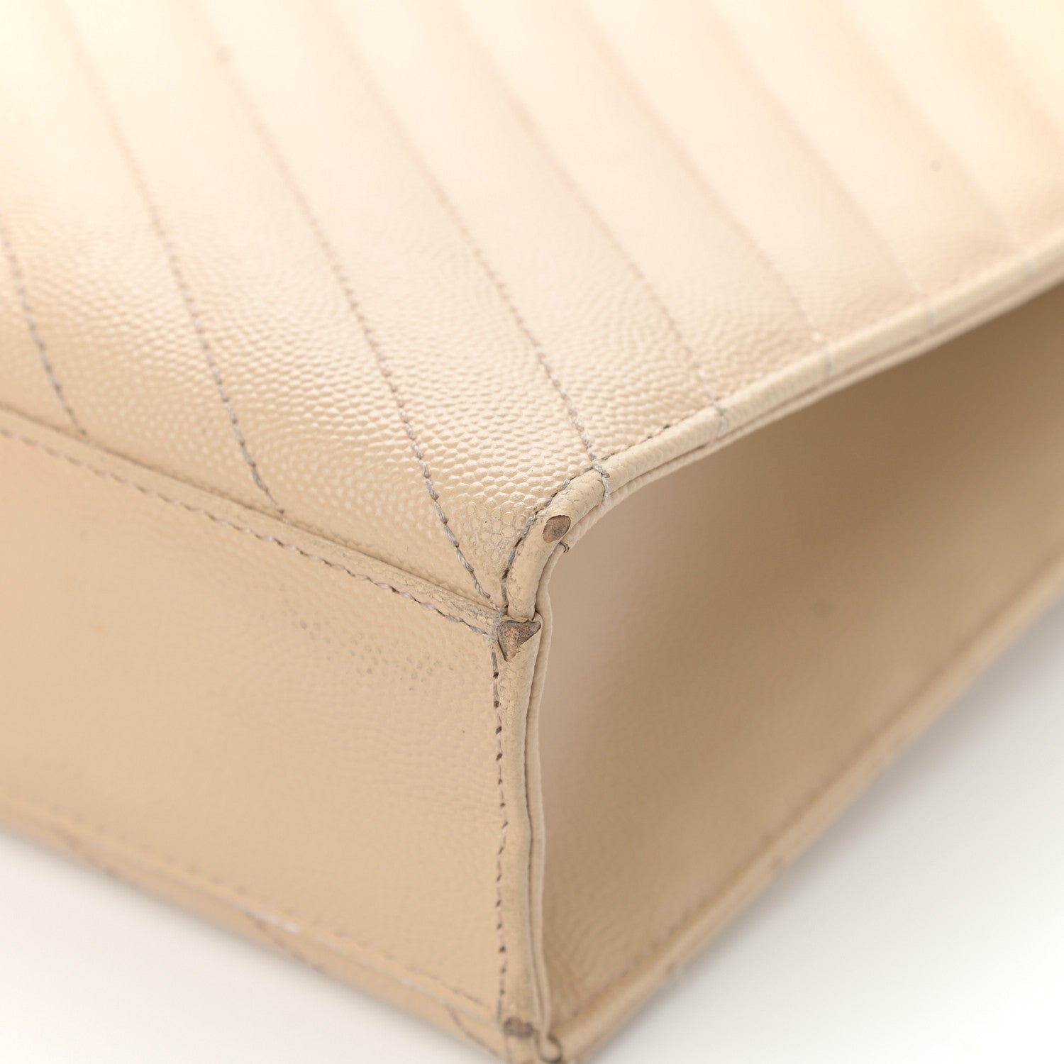 Saint Laurent Grain De Poudre Matelasse Chevron Large Monogram Satchel Nude Powder 13 of 15