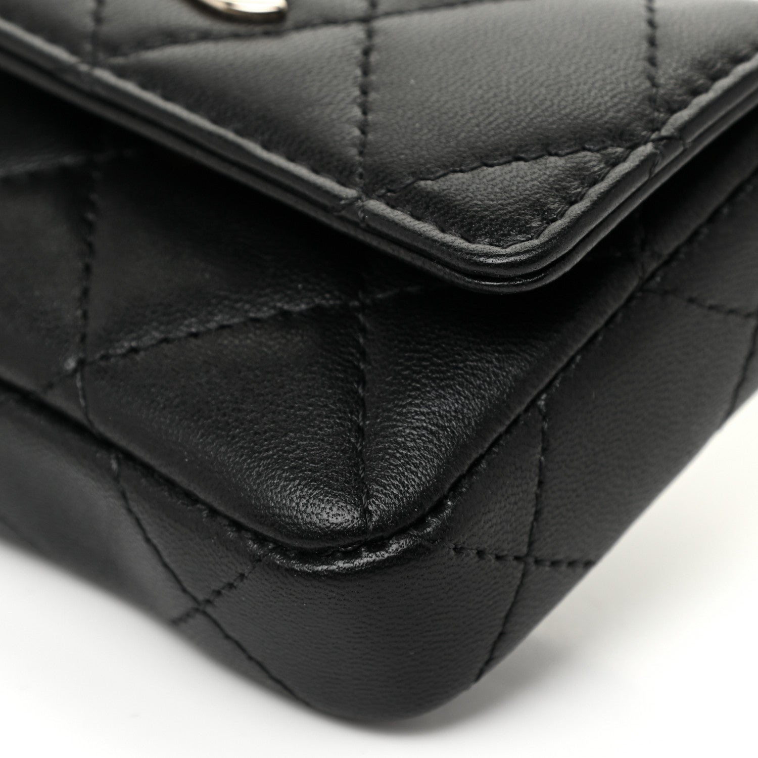 Chanel Lambskin Quilted Pearl Chain Belt Bag Black 5 of 12