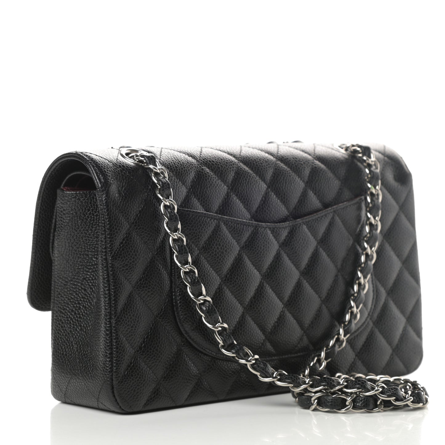 Caviar Quilted Medium Double Flap Black