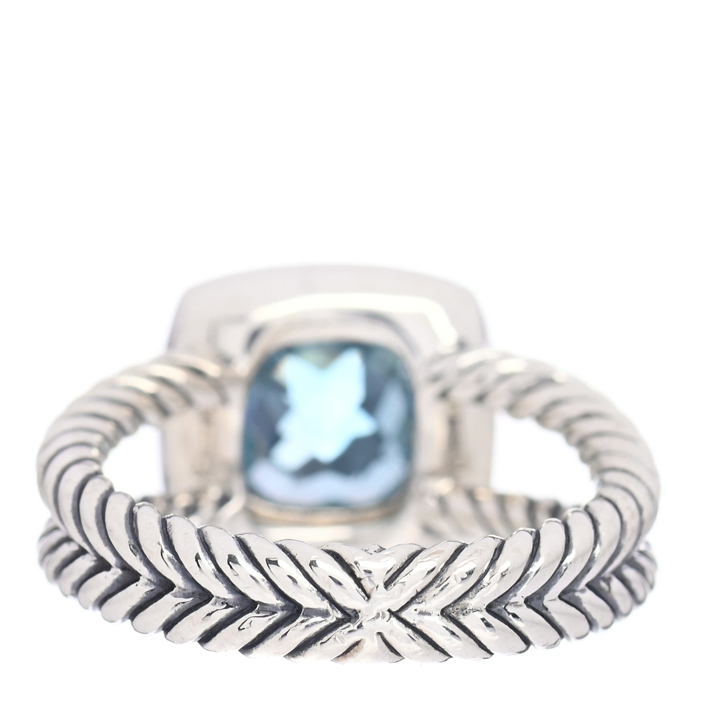 Sterling Silver Diamond Blue Topaz 7mm Petite Albion Ring 49 5