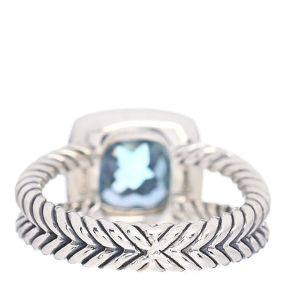 David Yurman Sterling Silver Diamond Blue Topaz 7mm Petite Albion Ring 49 5 4 of 5